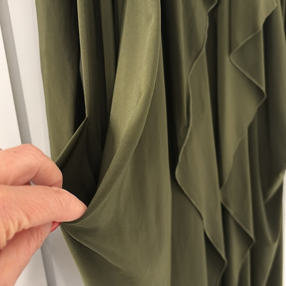 SYMPLI open front long cardigan duster Olive Green Drape Cardigan jacket size 2 - Picture 7 of 12